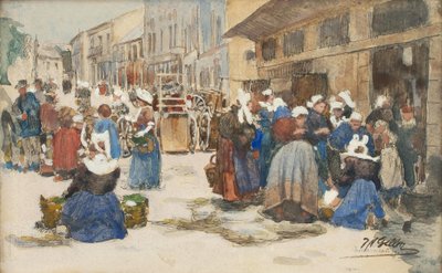 Mercado em Concarneau de Johann Nepomuk Geller