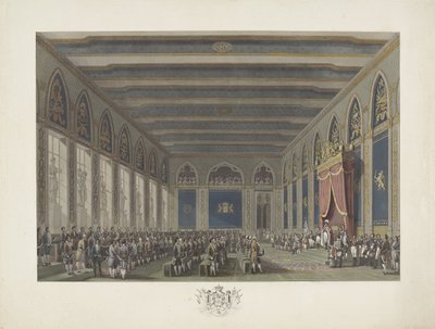 Inauguração dos Estados Gerais pelo Rei Guilherme I em Bruxelas a 21 de Setembro de 1815
Doze pratos da chegada e inauguração de William I em Bruxelas e as batalhas de Quatre-Bras e Waterloo em 1815 (título da série) de Johann Nepomuk Gibèle (possibly)