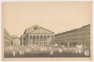 Vista do Teatro Real em Bruxelas de Johann Nepomuk Gibèle