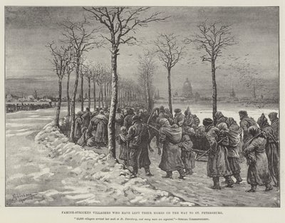 Aldeões atingidos pela fome que deixaram seus lares a caminho de São Petersburgo de Johann Nepomuk Schonberg