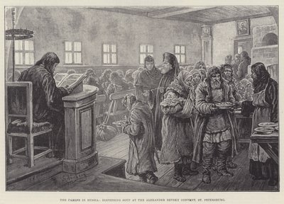 A fome na Rússia, dispensando sopa no convento de Alexander Nevsky, São Petersburgo de Johann Nepomuk Schonberg