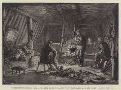 A expedição Jeannette, cabana na boca de Lena, onde o tenente Danenhauer viveu seis semanas de Johann Nepomuk Schonberg