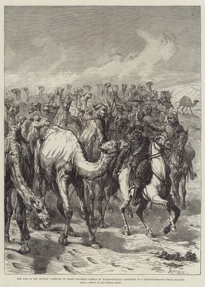 A guerra no Sudão, captura de trezentos camelos pelo major-general Sartorius em um reconhecimento de Souakim de Johann Nepomuk Schonberg