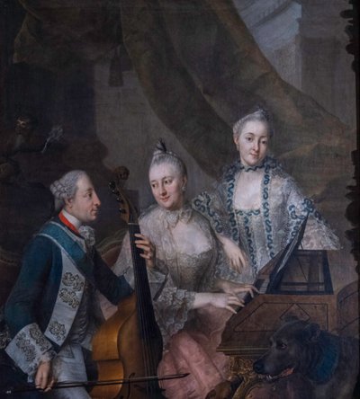 Alemão: Eleitor Maximiliano III José com a sua mulher e irmã Eleitor Maximiliano III José com a sua mulher e irmã de Johann Nikolaus Grooth