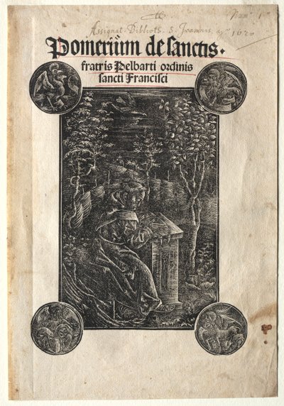 Pelbart de Temesvar estudando em um jardim, 1620. de Johann Otmar