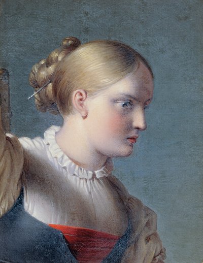 Retrato de uma rapariga a meio comprimento (estudo para "Hermann e Dorothea") de Johann Peter Krafft