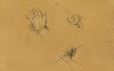 Estudos de mão sobre a "cena da luta pela liberdade tirolesa" de Johann Peter Krafft