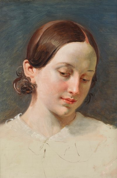 Cabeça de uma menina com cabelo castanho (estudo para "Rüdiger und Angelica") de Johann Peter Krafft