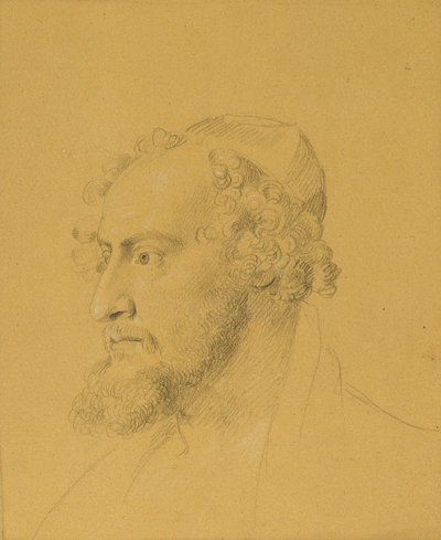 Estudo de cabeça de um homem barbudo de Johann Peter Krafft