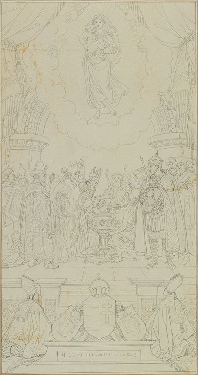 Baptismo de Estêvão da Hungria de Johann Peter Krafft