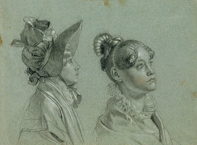 Dois estudos femininos para "Retorno do imperador Franz de Pressburg" de Johann Peter Krafft