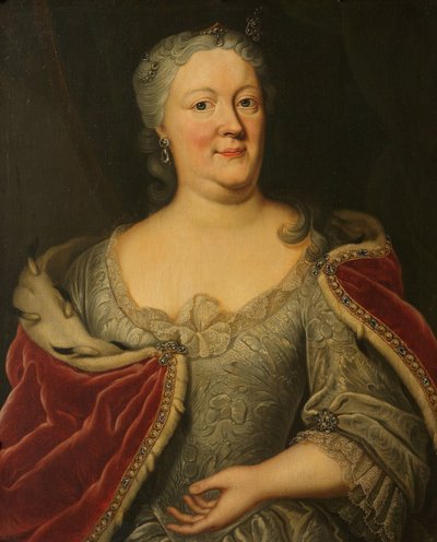 Retrato de Maria Louisa van Hessen-Kassel, chamada Maaike-Meu. Viúva do Stadtholder de Friesland John Willem Friso, Príncipe de Orange-Nassau de Johann Philipp Behr