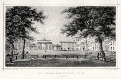 O portão de Brandemburgo, Berlim, século XIX. de Johann Poppei