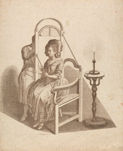 Artista desenhando a silhueta de uma mulher de Johann Rudolph Schellenberg