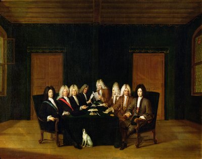 Os plenipotenciários no Congresso de Baden, setembro de 1714 de Johann Rudolph the Elder Huber
