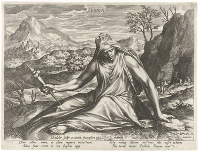 Terra personificada pela deusa Cibele Terra (título no objeto) Os quatro elementos como figuras mitológicas (título da série) de Johann Sadeler (I)