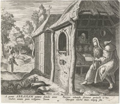 Abraão de Edessa como eremita
Eremitas masculinos (título da série)
Solitudo Sive Vitae Patrum Eremicolarum (título da série) de Johann Sadeler (I)