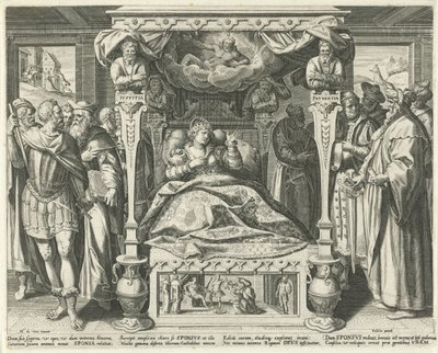 Cama com Bruid van Christus Hooglied van Solomon (título da série) Song of Songs (título da série) de Johann Sadeler (I)
