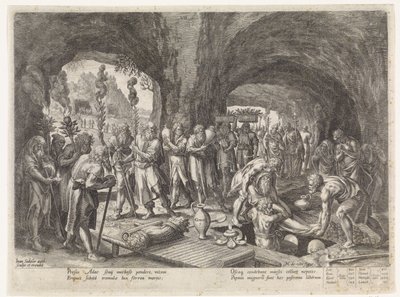 Enterro de Adão História da família de Set / Julgando o bom e o ruim (título da série) Bonorum et Malorum consensio (título da série) de Johann Sadeler (I)