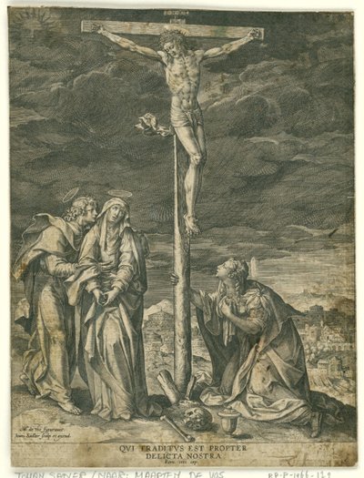 Cristo na Cruz, com Maria, João e Maria Madalena de Johann Sadeler (I)
