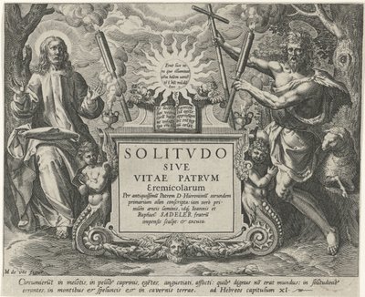 Cristo em Johannes de Doper Mannelijke kluizenaars (título da série) Solidão ou a Vida dos Padres Eremitas (título da série) Solitvdo Sive Vitae Patrvm Eremicolarum (título da série no objeto) de Johann Sadeler (I)