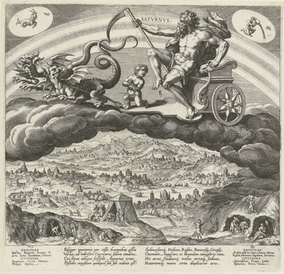 O planeta Saturnus en zijn influencia op de wereld Os Sete Planetas (título da série) Efeitos dos planetas e seus signos no zodíaco (título da série) de Johann Sadeler (I)