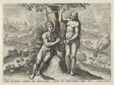 Eva seduz Adão A Queda do Homem (título da série) de Johann Sadeler (I)