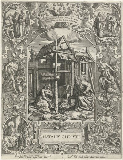 Natividade: Natal Natalis Christi (título no objeto) Os quatro feriados cristãos mais importantes (título da série) de Johann Sadeler (I)