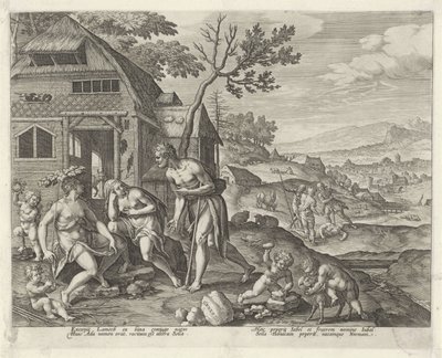 Lamech e as suas duas esposas
Boni et mali scientia (título da série) de Johann Sadeler (I)
