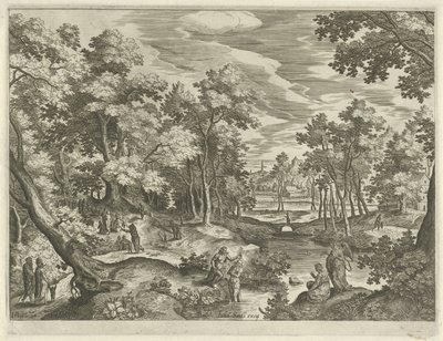 Paisagem com o baptismo de Cristo
Paisagens com cenas do Antigo e do Novo Testamento (título da série) de Johann Sadeler (I)
