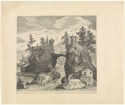 Paisagem com duas ilhas
Paisagens italianas (título da série) de Johann Sadeler (I)