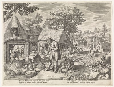 Matusalém e seus filhos História da família de Set / Julgando o bom e o ruim (título da série) Bonorum et Malorum consensio (título da série) de Johann Sadeler (I)