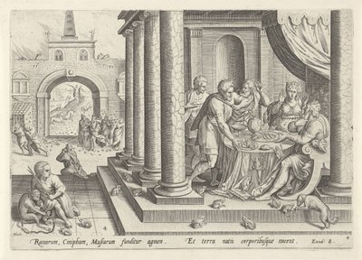 Praga das rãs e dos mosquitos História de Moisés antes do Êxodo (título da série) Historia plagarum em Aegijpto (título da série) de Johann Sadeler (I)