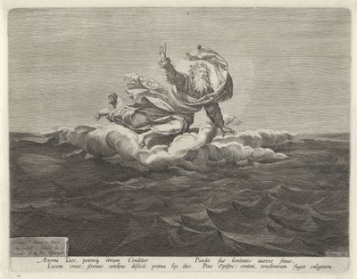 Criação de luz e escuridão Criação do Mundo (título da série) de Johann Sadeler (I)