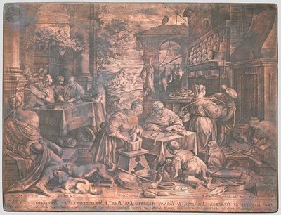 Placa de cobre para The Rich Man e Lazarus de Johann Sadeler I