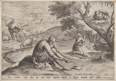 Deus Aparecendo a Moisés, 1585. de Johann Sadeler I