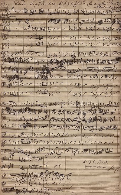 Manuscrito da Cantata É Salvação e Vem Aqui de Johann Sebastian Bach