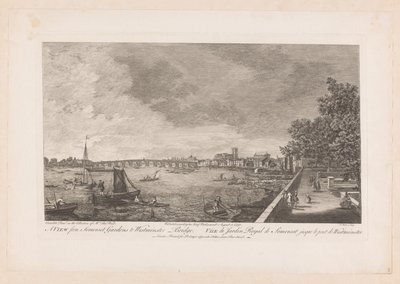 Vista dos jardins de Somerset na ponte de Westminster em Londres de Johann Sebastian Muller