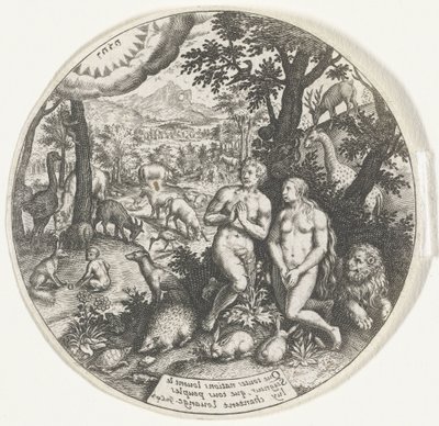 Deus fala com Adão e Eva no Paraíso de Johann Theodor de Bry