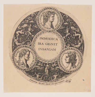 Immodica Ira Gignit Insaniam, Design para Interiores de Tazze de Johann Theodor de Bry