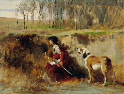 Cavaleiro de estudo com cão de Johann  Till der Jüngere