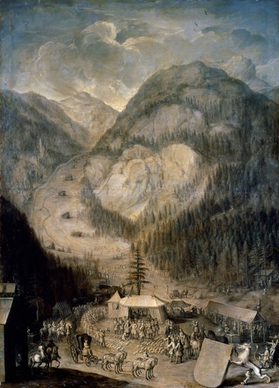 Carlos VI, imperador romano sagrado, inspecionando a matança de cervos camurça em Eisenerz de Johann Veit Hauck