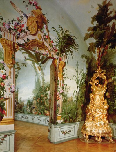 Os Bergl Apartments: decoração trompe l "oeil pintada por Johann Bergl, século XVIII de Johann Wenzel Bergl