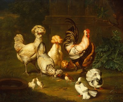 Aves de capoeira numa Paisagem (petróleo) de Johann Wenzel Peter