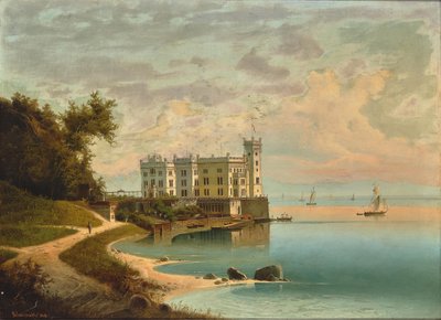 Castelo de Miramare em Trieste, 1868. de Johann Wilhelm Jankowski