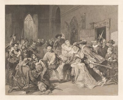 Ataque de Jean de Jauregui ao Príncipe Guilherme I, 18 de Março de 1852 de Johann Wilhelm Kaiser (I)