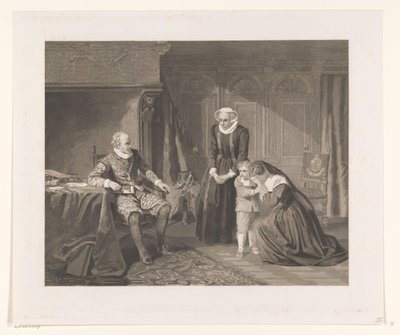 A mãe, esposa e filho de Reinier van Oldenbarnevelt imploram a Maurits por misericórdia, 1623 de Johann Wilhelm Kaiser (I)