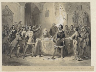 O Duque Guilherme estabelece uma ligação com os nobres e cidades da Holanda de Johann Wilhelm Kaiser (I)