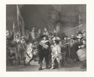 A tripulação do Capitão Frans Banninck Cocq e do Tenente Willem van Ruytenburch, conhecida como a "Patrulha da Noite". de Johann Wilhelm Kaiser (I)