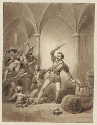 A morte de Herman de Ruyter em Loevesteyn, 1570 de Johann Wilhelm Kaiser (I)